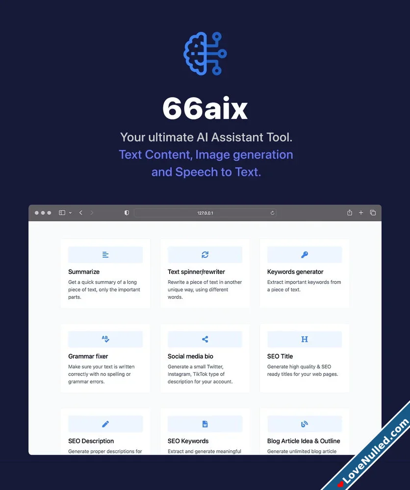 66aix  AI Content Chat Bot Images Generator  Speech to Text  PHP Scripts-1.webp