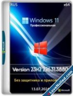 Windows 11 Pro 23h2 22631.3880 without defender and applications